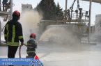 برگزاری مانور میدانی مقابله با شرایط اضطراری با اطفای حریق فرضی در انبار نفت ناحیه ویژه مراغه